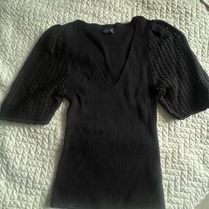 GAP Black Ribbed Knit Top